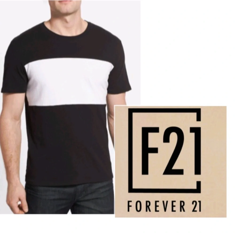 3/$19 Forever 21 color block wide stripe textured short sleeve shirt